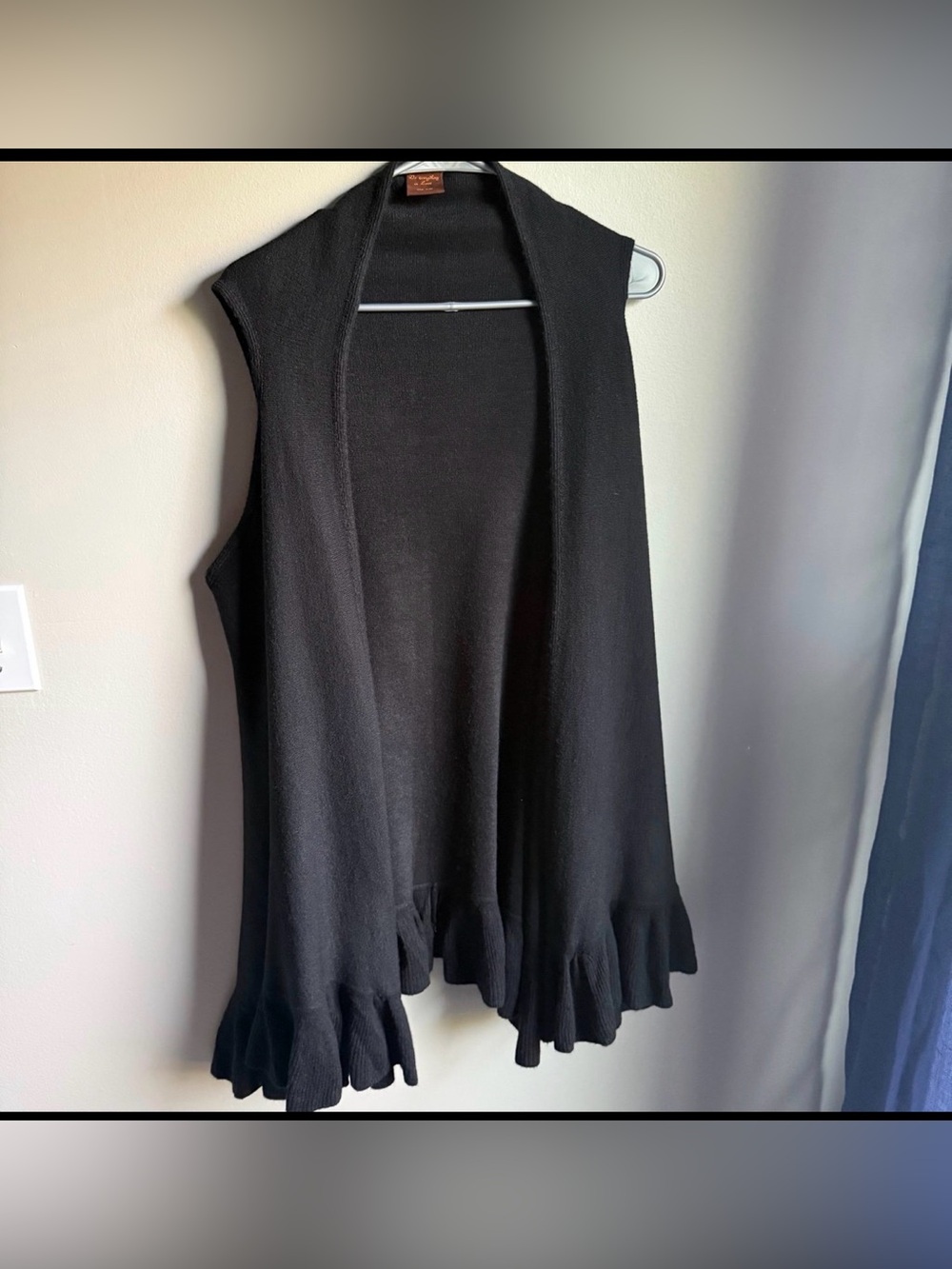 Do Everything In Love Sleeveless Cardigan with Ruffle Hem Dark Brown Size Large